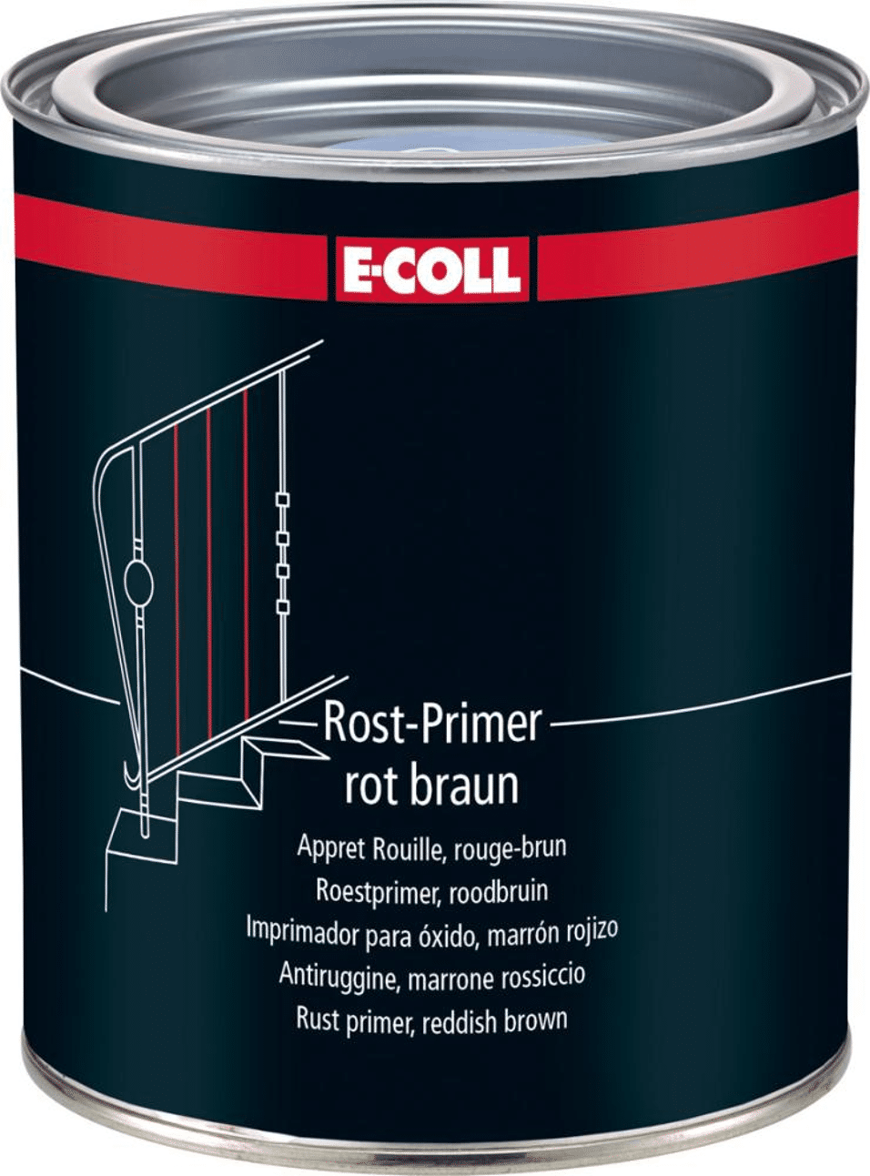 Product afbeelding E-Coll roestprimer roodbruin 750 ml