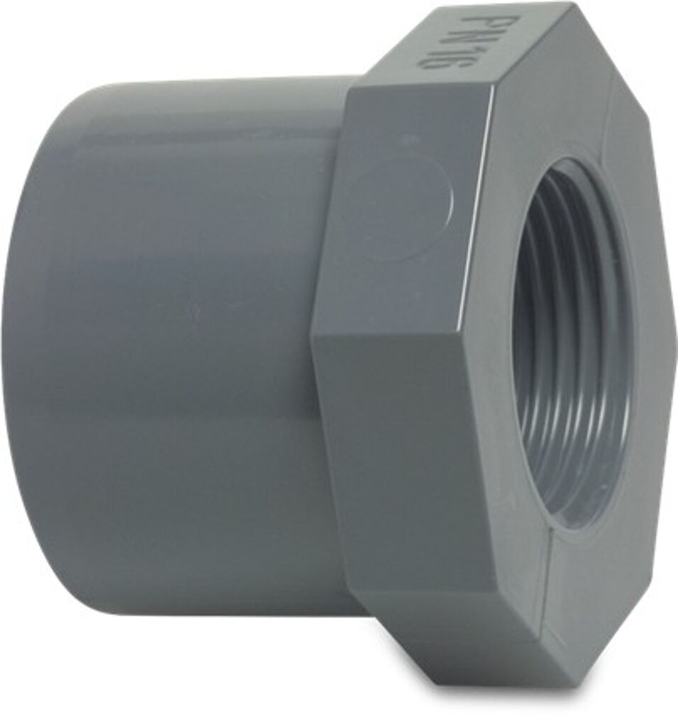 Product afbeelding Inlijmring PVC-U 40 mm x 1" lijm spie x binnendraad 10 bar grijs