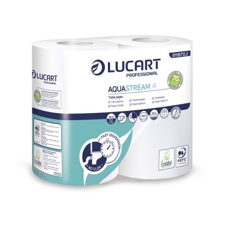 Toiletpapier 2-laags Aquastream 400 vel, 14 x 4 rol per pak = 56 rol per/baal