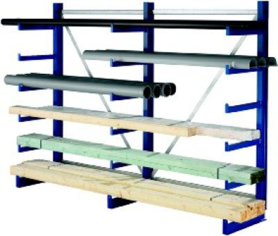 Product afbeelding Draagarmstelling dubbelzijdig 4 staanders RAL 5010 cpl. h 2000 x d 500 x k 4050 mm Atlas ST