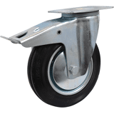 Zwenkwiel rub. zwart bev.pl. 200mm +rem