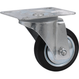 Zwenkwiel rub. zwart bev.pl. 80mm