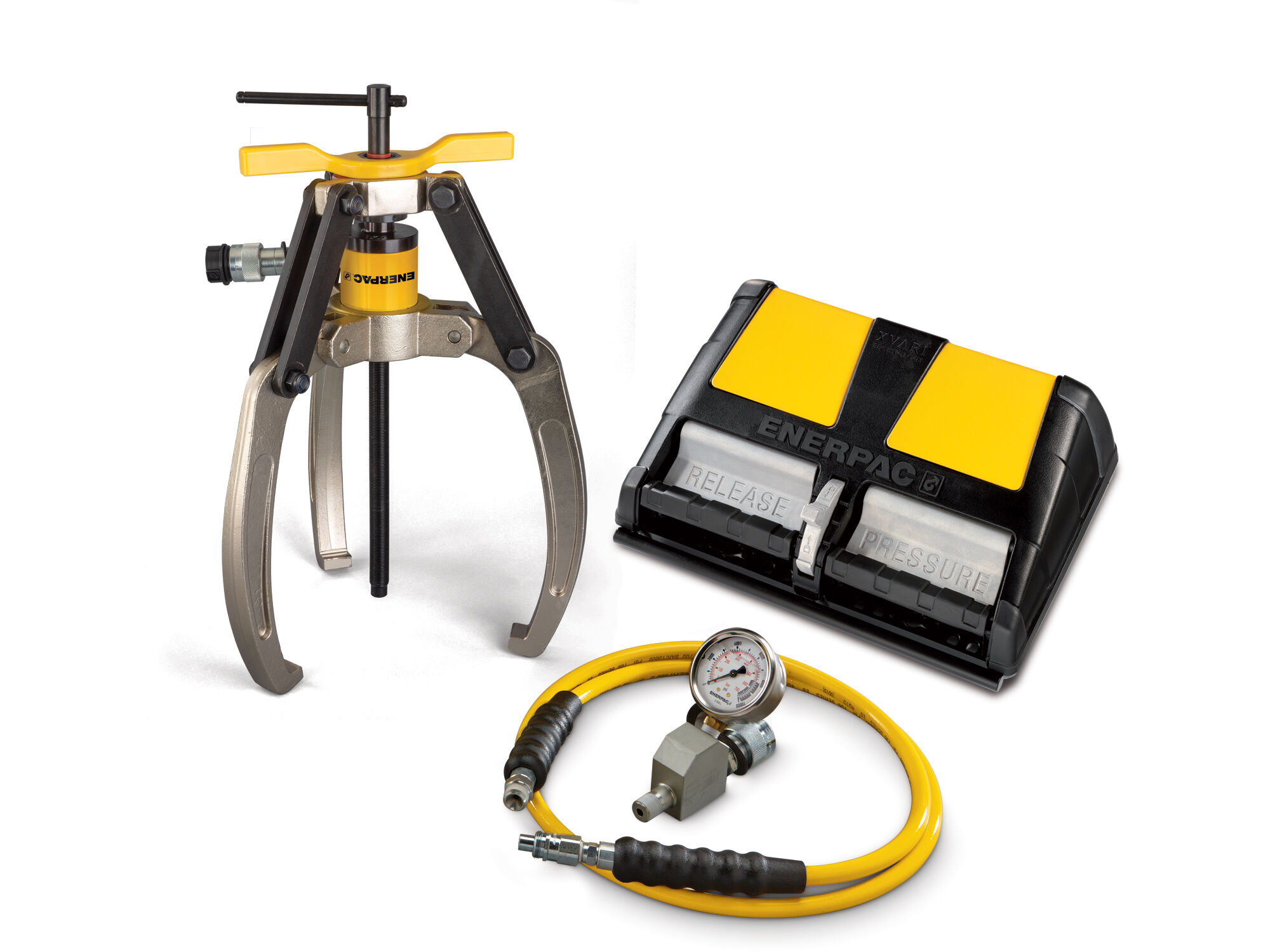 Enerpac hydraulische trekker set lock-grip 3 armen met luchtpomp