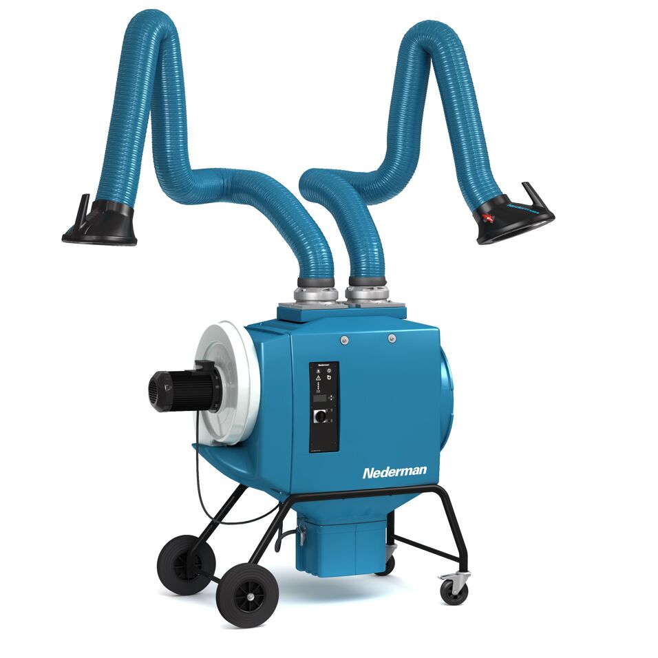 Product afbeelding Nederman mobiele afzuiger FilterBox Twin A+ Nano 400v met 2 afzuigarmen 3m