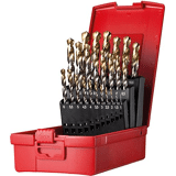 Dormer HSS korte spiraalboren met cilindrische schacht A095 in kunststof cassette 25-delig