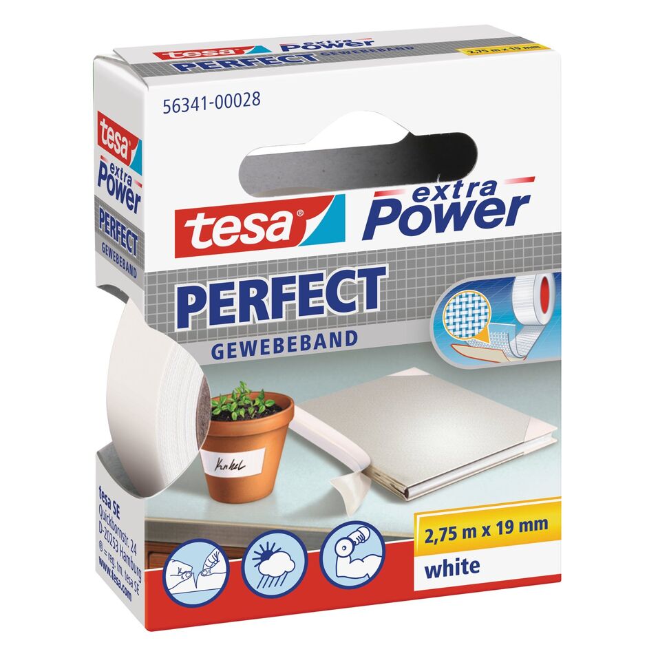 Product afbeelding Tesa tape Extra Power wit     19mmx2,75m